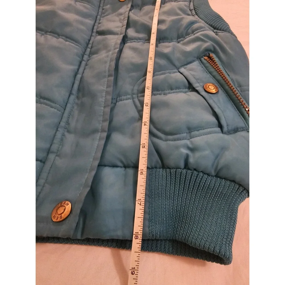 Girls Puffer Vest Size 10 Blue Quilted Zip Vest‎ Sleeveless Winter Coat